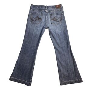Express Eva Fit & Flare Jeans Womens 6S Blue Medium Wash Denim Embroidered